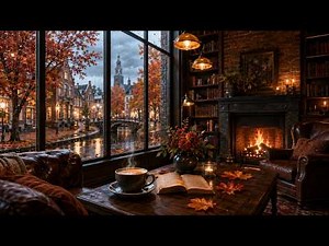 Rainy Autumn Cafe 🍁☕ Smooth Jazz Piano & Gentle Rain Sounds for Reading and Deep Focus