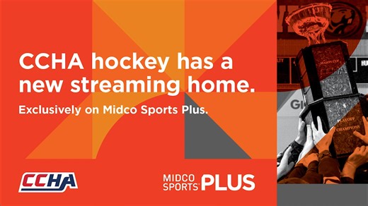 💻 Central Collegiate Hockey Association 🤝 #MidcoSports 🏒 Starting this season, Midco Sports Plus is your home for CCHA Hockey ‼ 📲 Catch all CCHA digital content live and on-demand games through Midco Sports Plus and the Midco Sports app! #MidcoSports x #CCHAHockey | Midco Sports