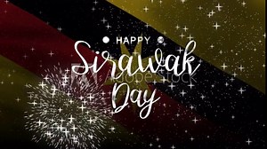 Happy Sarawak Day Text Animation with Sarawak Flag Background. Celebrate Happy Sarawak Day on 22th of July. Great for celebrating Happy Sarawak Day.