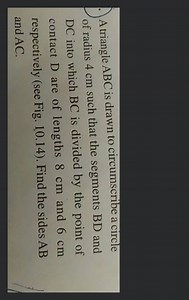 A triangle A B C is drawn to circumscribe a circle of radius 4 ... | Filo