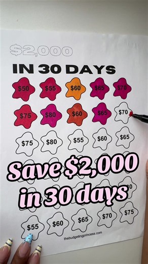 Save $2,000 in 30 days ✨ #budgeting #savingchallenge #moneytips #savingschallenge #savingmoney