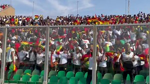 Fans celebrate after 🇬🇭 Black Stars scored the first goal to tie the game at 1 #AkomaSports | Akoma 87.9 FM