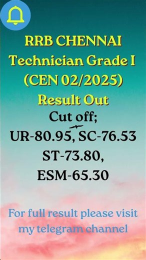 rrb technician grade 1 cut off /rrb Chennai...