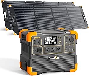 pecron E1500LFP 2200W Portable Power Station with 2x200W Solar Panels Solar Generator with 2x200W Panels Included