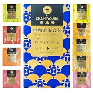 CHA HI YOUNG Decaf Tea Sampler, 15 Counts 30 Cup+, Decaffeinated Oolong, Black, Peach Oolong, Lemon Black Tea Bags, CO2-Decaffeinated, Drink All Day