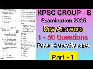KPSC GROUP-B 2025 | PAPER-2 (SPECIFIC PAPER) Key Answers 2025 | 25/1/2025 / #kpsc