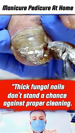 ✅✅"Thick fungal nails don’t stand a chance against proper cleaning."🔥🔥 #FungalToenails #NailCleaning #PedicureAtHome #HealthyFeetLife | Manicure Pedicure At Home