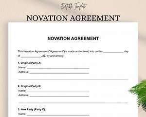 Novation Agreement Template – DOC & PDF – Legal Contract to Transfer Obligations Between Parties – Editable Form - Etsy Australia