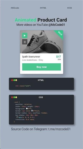 CSS Product Card That Changes on Hover 🔥 #shorts