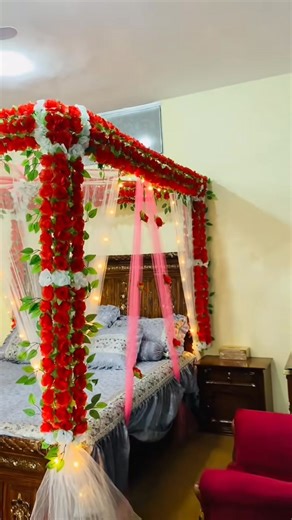 ✨Dreamy Wedding Room Decoration ✨ A special beginning deserves a magical space! Fresh flowers, soft lighting, heart-touching fragrance, and beautiful romantic décor — we create the perfect wedding room setup for your special day 💍🌸 • Fresh Flower Decoration • Candle & LED Light Setup • Balloon & Rose Petals Styling • Customized Theme Decorations • Same-day Service Available Make your first night unforgettable ❤️ Order Now: Saqib Decor | Saqib Flowers Shop | Saqib Flowers SᕼOp wedding planner o