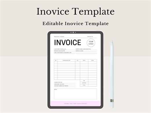 Invoice Template Editable Business Invoice Form Printable Invoice Design Receipt Template Order Form Template Small Business Billing - Etsy Canada