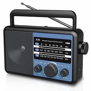 Greadio AM FM Radio with Big Knob, FM Radio Ease for Use, Battery Powered Portable Shortwave Radio with Integrated Speakers, AM FM Radio & AC Power Cord, Blue