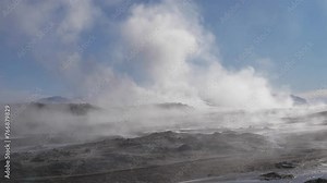 Steaming hot spring at Namaskard, north Iceland