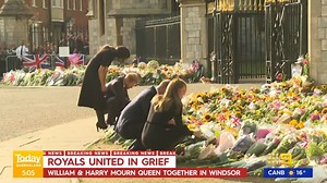 It's the reunion no one expected to see - William, Harry, Kate and Megan have united in mourning at Windsor Castle to pay their respects to the Queen and meet with grievers. DETAILS: http://9Soci.al/QNFa50KG9UX #9News | Special coverage LIVE on Channel 9 and 9Now | 9 News Melbourne
