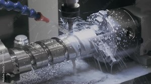 A modern cnc machine produces a piece of metal part using the milling method