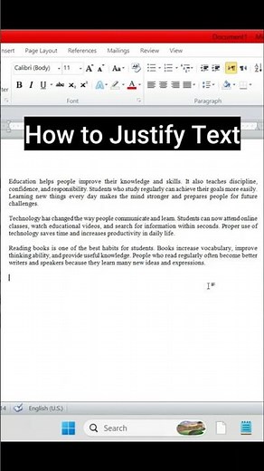 How to Justify Text in MS Word | Easy Word Tutorial #shorts