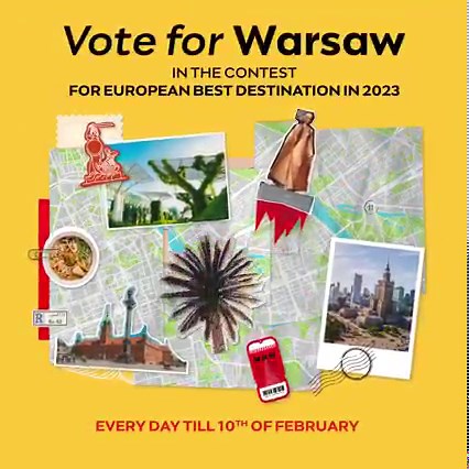 Vote for Warsaw as the European Best Destination 2023‼️ Warsaw has been selected among the top 21 trendiest destinations to visit in 2023 and will compete for the title of the "European Best Destination 2023" Vote here https://www.europeanbestdestinations.com/european-best-destinations-2023 | Poland Travel
