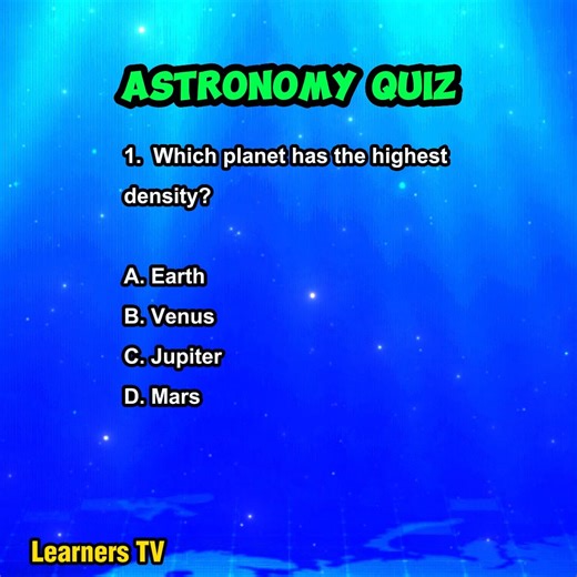 Which planet has the highest density? | Astronomy Quiz #learnerstv #astronomy #planets #solarsystem #quiz #science #educationalcontent #knowledge #information #QuizTime #QuizChallenge | Learners TV