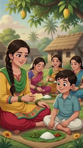 Village Cousins' Lunch Under the Mango Tree 🥭🌿 | Vintage Village Life ASMR #Shorts