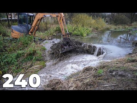 Beaver Dam Removal With Excavator No.240 - Second Camera