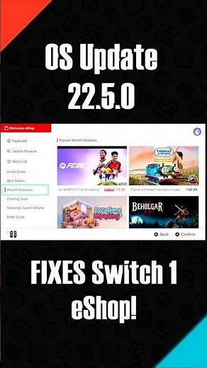 Switch 1 eShop FIXED - OS 22.5.0 Update! #switch #eshop