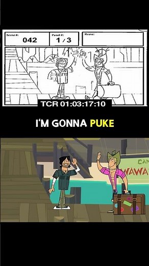 Side by Side Drawings of Geoffrey and Lindsay Getting Off The Boat on Total Drama Island