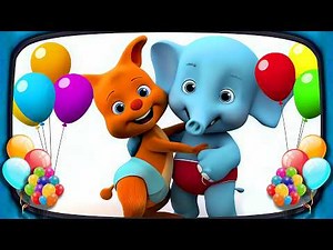 Word Party Dance with Balloons and Bubbles