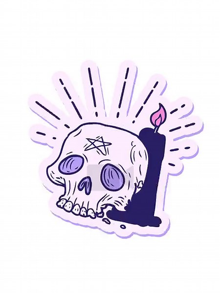 shaking motion animation of sticker of a tattoo style spooky skull and candle Stock Video Footage - Alamy