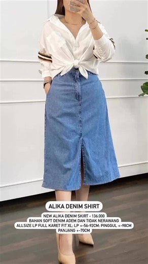 MADAMEBASIC | SUBSIDI ONGKIR on Instagram: "NEW ALIKA DENIM SKIRT - 120.000 Bahan soft denim adem dan tidak nerawang Allsize LP full karet fit XL; LP +-56-92cm; pinggul +-98cm Panjang +-70cm __ Order 👇👇👇👇👇 WA - 085101302513 Line@ - @madamebasic (pakai “@“) SHOPEE user id MADAMEBASIC dan dapatkan FREE ONGKIR 🥰 __ Atau Bisa klik link di bio ya"