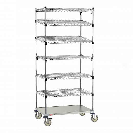 Metro Super Erecta EZ-ADD 24" x 36" Chrome 7-Shelf Kanban Mobile Shelving Unit with 74" Posts