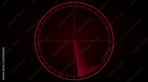 4K futuristic Radar HUD Abstract Red Background with Signals Blinking in the Radar Screen. 4K Real Red Radar danger Animation Style Stock Video