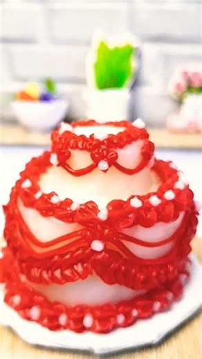 ASMR-Ready Miniature Cake Decorating: Red Ruffles & Royal Icing Magic ✨