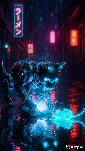 The Cyber Cat & The Neon Mouse #ai