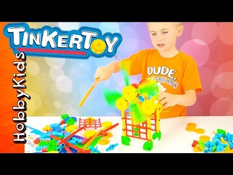 Tinker Toys! HobbyFrog Builds Bridge + Super Model Set Toy Review Family Fun HobbyKidsTV