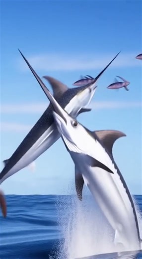 Swordfish Relentlessly Pursues Flying Squid! 🗡️🦑🌊 #asmr #ocean #MarineLife #crab #wildlife