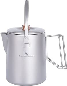 Boundless Voyage Titanium Camping Coffee Pot 1.5L Barista Kettle Coffee Maker Outdoor Traveling Campfire Stovetop Fast Brew Kettle, Capacity 50 Fl.Oz