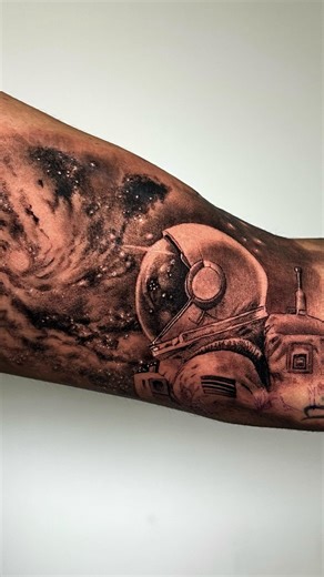 Astronaut tattoo 🔥 I’m a realism tattoo artist based in Arizona, want a tattoo? Hit the link in my bio . #astronauttattoo #spacetattoo #tattooart | Q inks