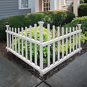 30in H x 40in W (2 Panels) No Dig Zippity Ashley Corner Vinyl Picket Fence, Garden Fence Border, Decorative Fence For Garden, White Vinyl Panels for Backyard, Patio & Yard, ZP19007