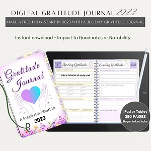 Digital Gratitude Journal | Daily Gratitude Journal | Digital Journal | 365 Daily Gratitude Journal With Hyperlink Tabs 2023/2024 - Etsy