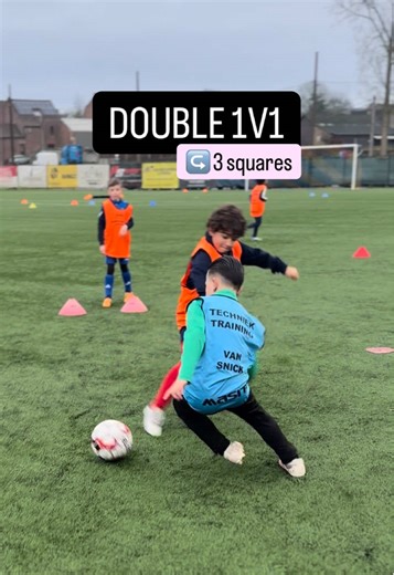 ⚽️Double 1v1 Drill in 3 squares ➡️ Coach Brent Van Snick 🇧🇪 🔰 Save & like 👍 • #futebol #soccer #football #fotball #voetbal