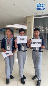 WE'RE HIRING! Be part of KCC’s growing family! We’re on the lookout for critical talents ready to build a brighter future with us. We are urgently hiring for: ✅Supermarket Bagger ✅Driver - Logistics ✅Graphic Artist ✅Videographer ✅Database Administrator ✅Software Engineer ✅Marketing Manager ✅System Administrator ✅Recruitment Supervisor ✅Company Nurse ✅Application Lead ✅Certified Public Accountant (CPA) ✅UX Researcher If you're passionate, driven, and ready to grow your career, this is your sign t