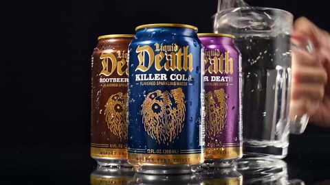 Liquid Death Soda-Flavored Sparkling Water - Doctor Death (Cherry, Cream, Spice), Less Sugar*, Huge Flavor, No Caffeine, No Artificial Sweeteners, 12 Fl Oz (Pack of 12)