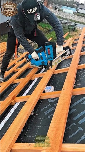 Fast Roof Framing with Nail Gun Power! #construction #tools #shorts #woodworking