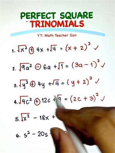 Perfect Square Trinomials‼️ #basicalgebra #mathematics #teachergon #trinomials | Ako si Teacher Gon