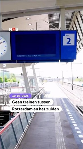 Geen treinen tussen Rotterdam en het zuiden.