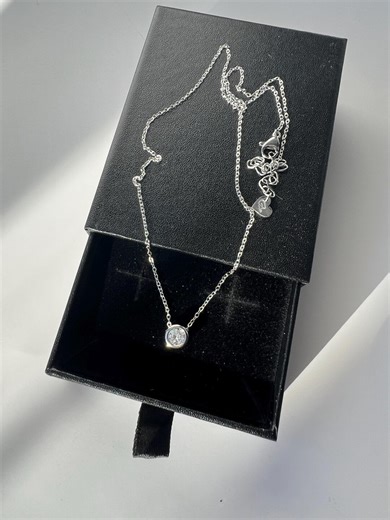 Sparkling Diamond-look Solitaire Pendant Necklace, Gold Plated Stainless Steel - Etsy