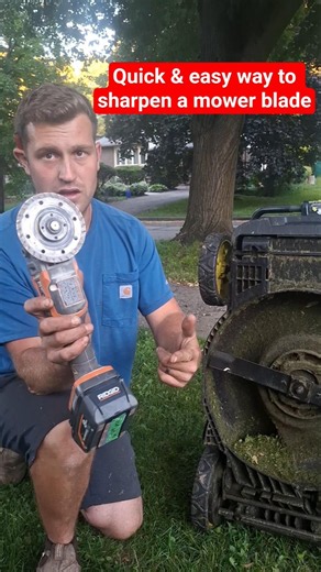 Quickest & easiest way to sharpen a lawnmower blade is with grinder & abrasive blade #diytips #DIY