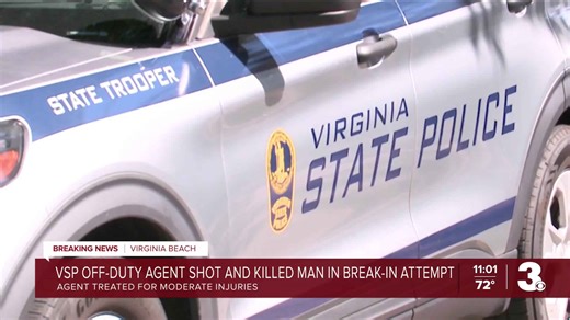 Man fatally shot after attempted break-in at VSP agent's Virginia Beach home