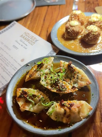 Jara Simpson on Instagram: "First look of @hobtiki food under @_jackbui the coconut shrimp with the POG duck sauce was out of this world and thr loco moco did not hold back. The drink menu, abbreviated but they kept tiki OGs and a fun morse code drink that you can order when you figure out the puzzle 🤭"