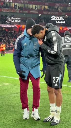 Declan Rice and Morgan Rogers chatting after Arsenal beat Aston Villa 💬 #StanSportAU #PremierLeague